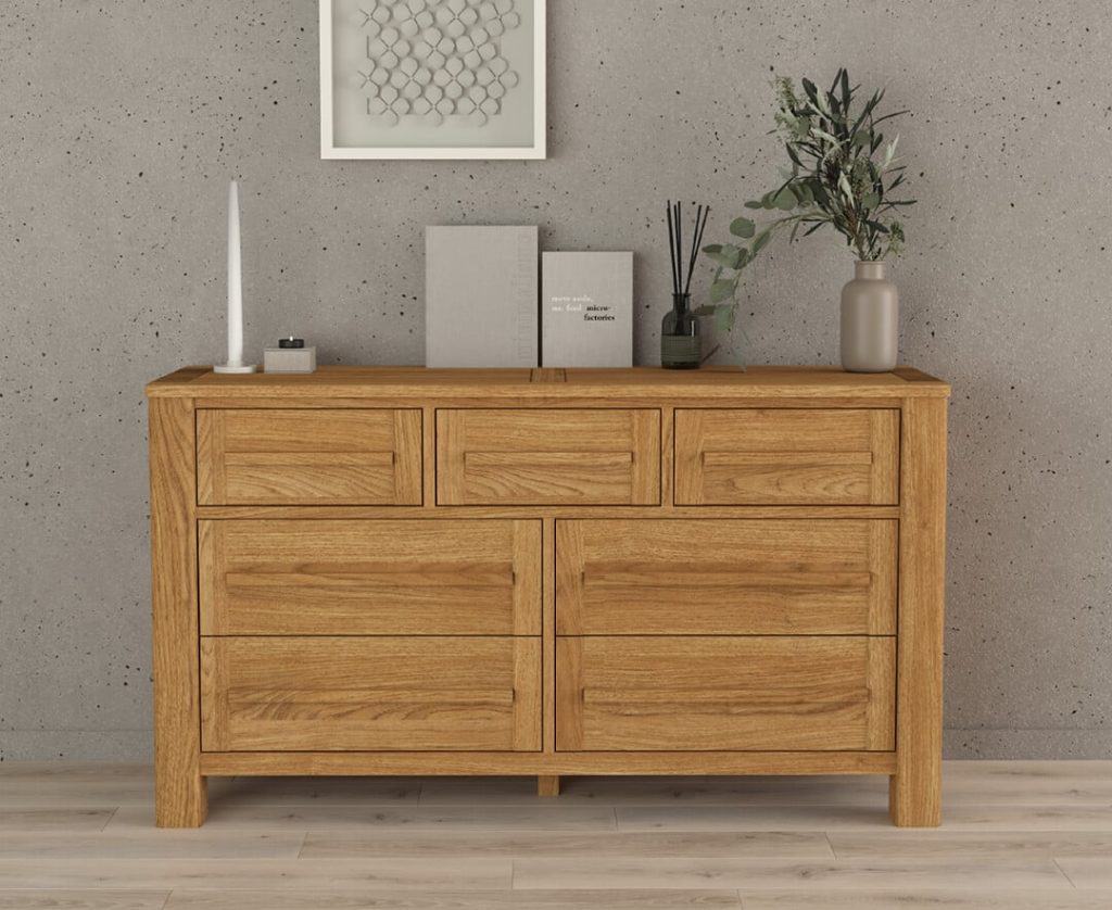 Eclipse Solid Oak Wide Chest Of Drawers
