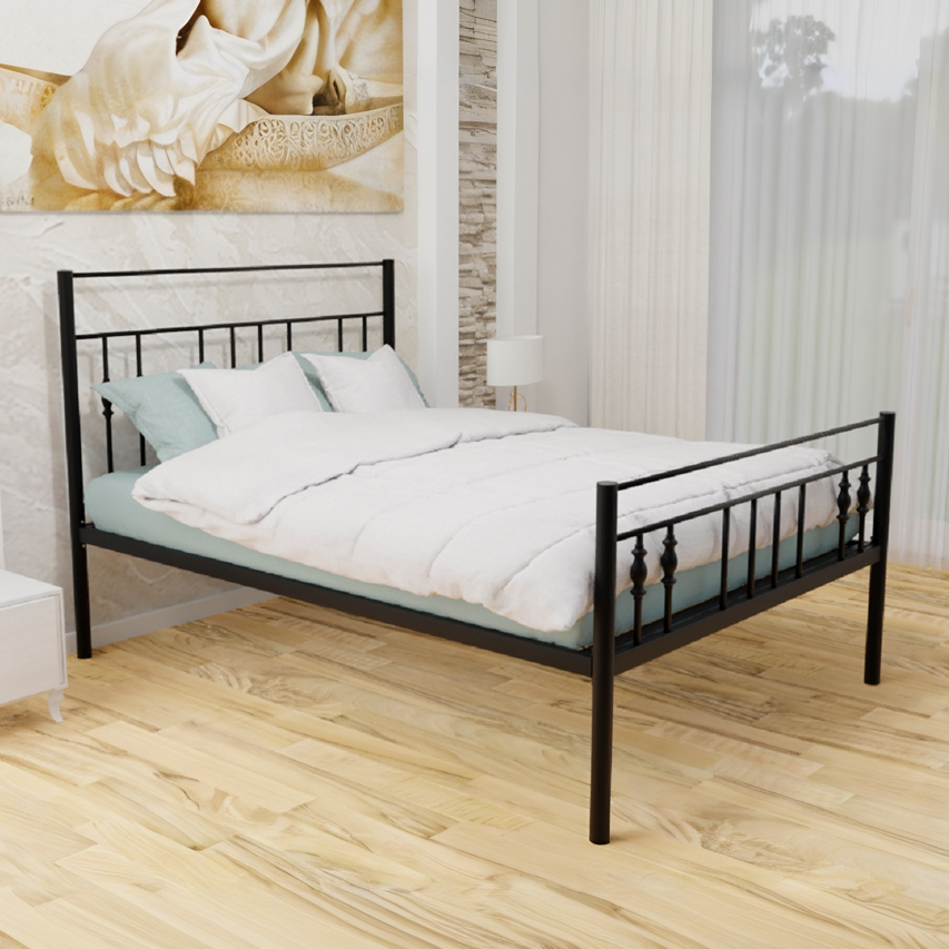 Wholesale Beds Zoe Wrought Iron Bed Frame-Black -Low Foot End-Single
