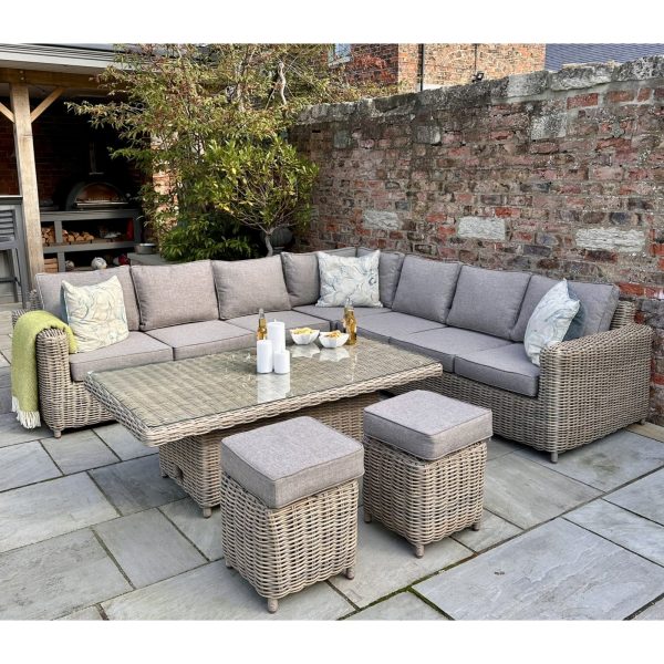 Amalfi Outdoor Large Corner Set With Riser Table + 2 Stools | Bed Sava