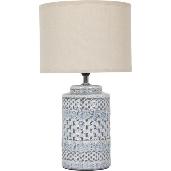 Stormy Sky Glaze Table Lamp with Cream Drum Shade | Bed Sava