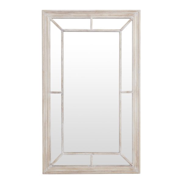 Washed Wood Framed Window Mirror | Bed Sava