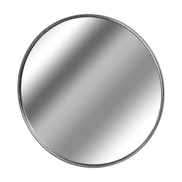 Silver Foil Large Circular Metal Wall Mirror | Bed Sava