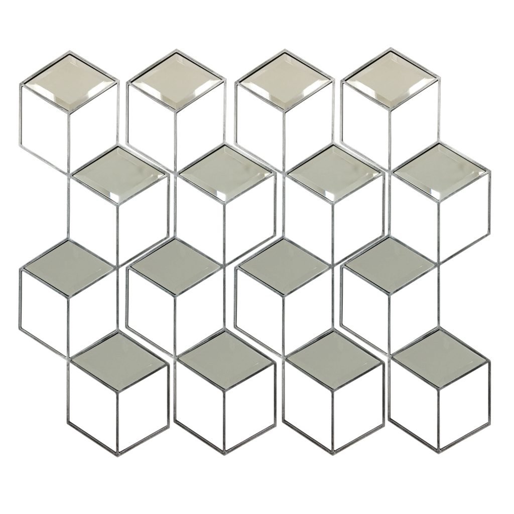Honeycomb Mirror Set of 4 Brushed Grey Finish