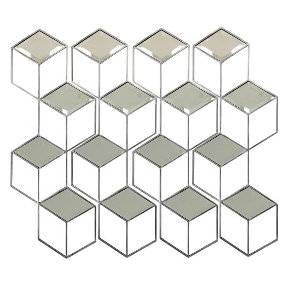 Honeycomb Mirror Set of 4 Brushed Grey Finish | Bed Sava