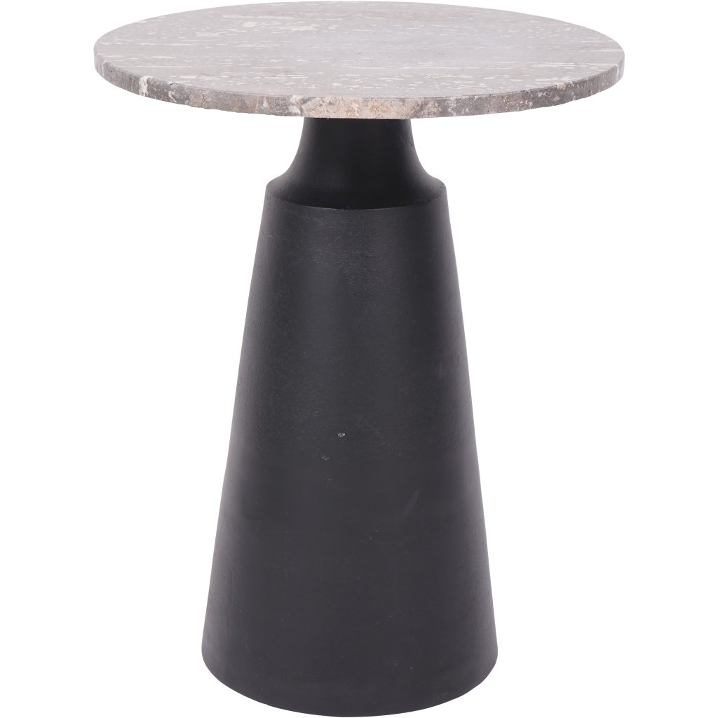 Clifton II Charcoal Black and Dark Travertine Side Table