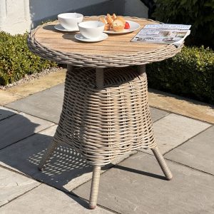 Amalfi Collection Outdoor Bistro Table With Wood Top | Bed Sava