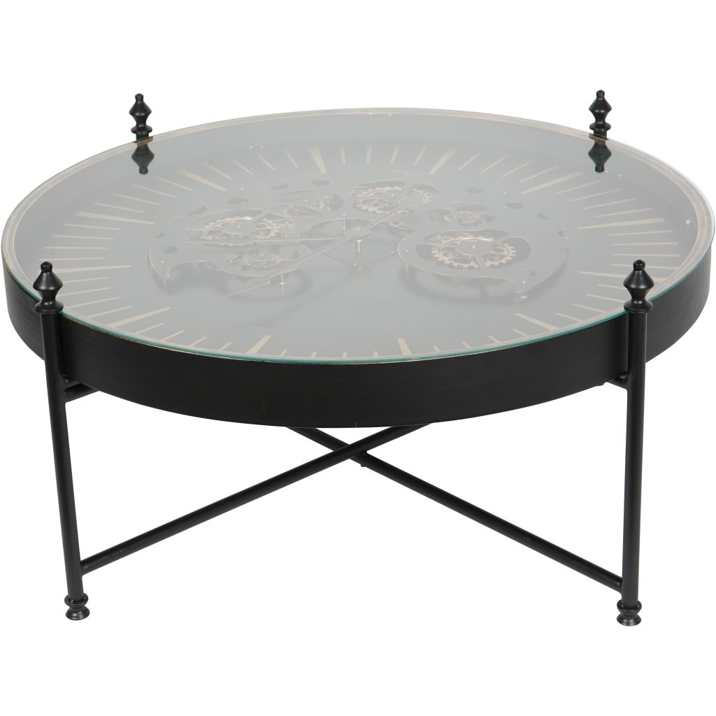 Palladium Coffee Clock Table with Moving Dials Black Gold