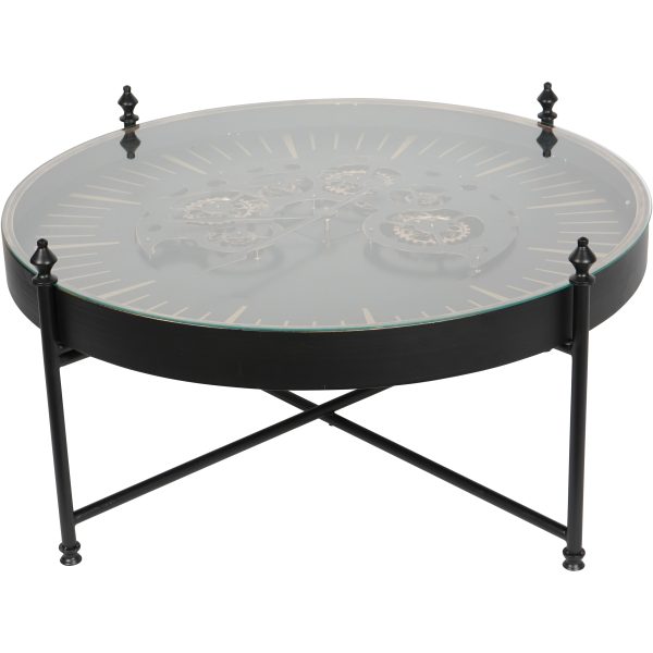 Palladium Coffee Clock Table with Moving Dials Black Gold | Bed Sava