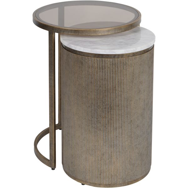 Belvedere Aged Gold Set of 2 Nesting Side Tables | Bed Sava