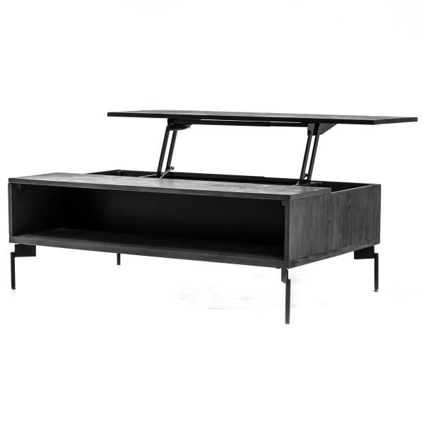 Bronks Black Acacia Coffee Table with Motion Top Mechanism | Bed Sava