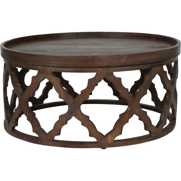 Kielder Solid Carved Wooden Coffee Table in Dark Brown | Bed Sava