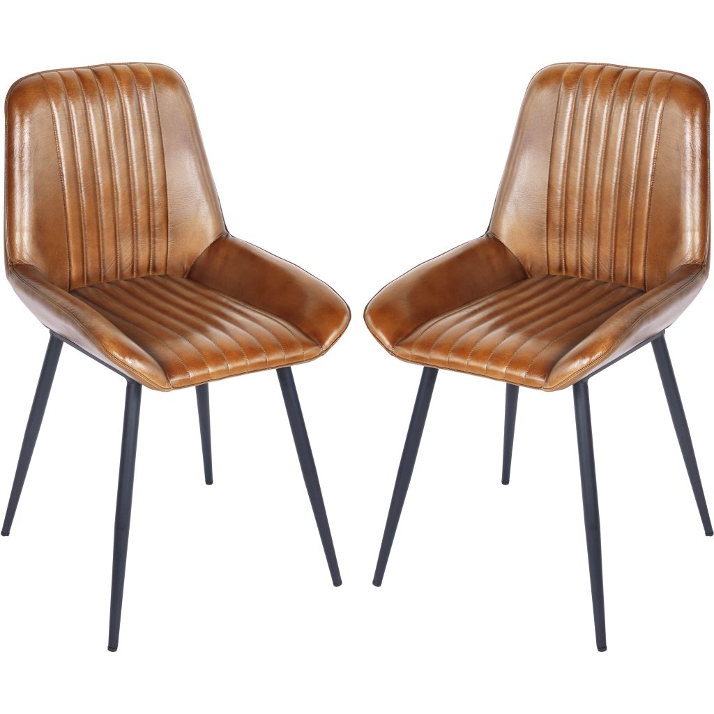Pair of Pembroke Leather Dining Chairs