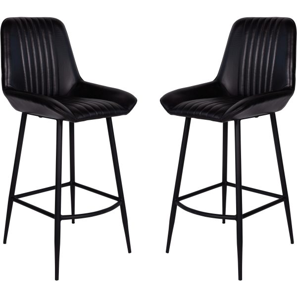 Pair of Pembroke Leather Bar Stools | Bed Sava
