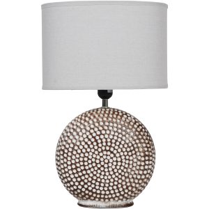 Chariot Round Ceramic Lamp Base 21cm with Ivory Oval Drum Shade | Bed Sava