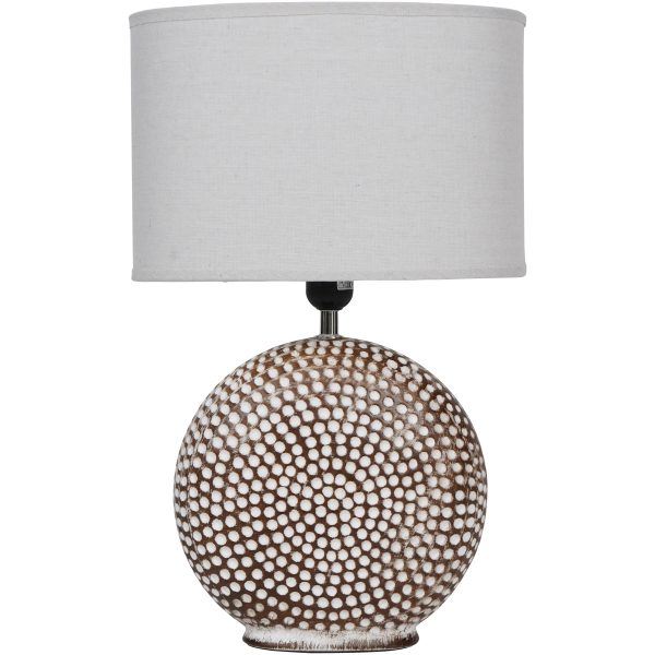 Chariot Round Ceramic Lamp Base 21cm with Ivory Oval Drum Shade | Bed Sava