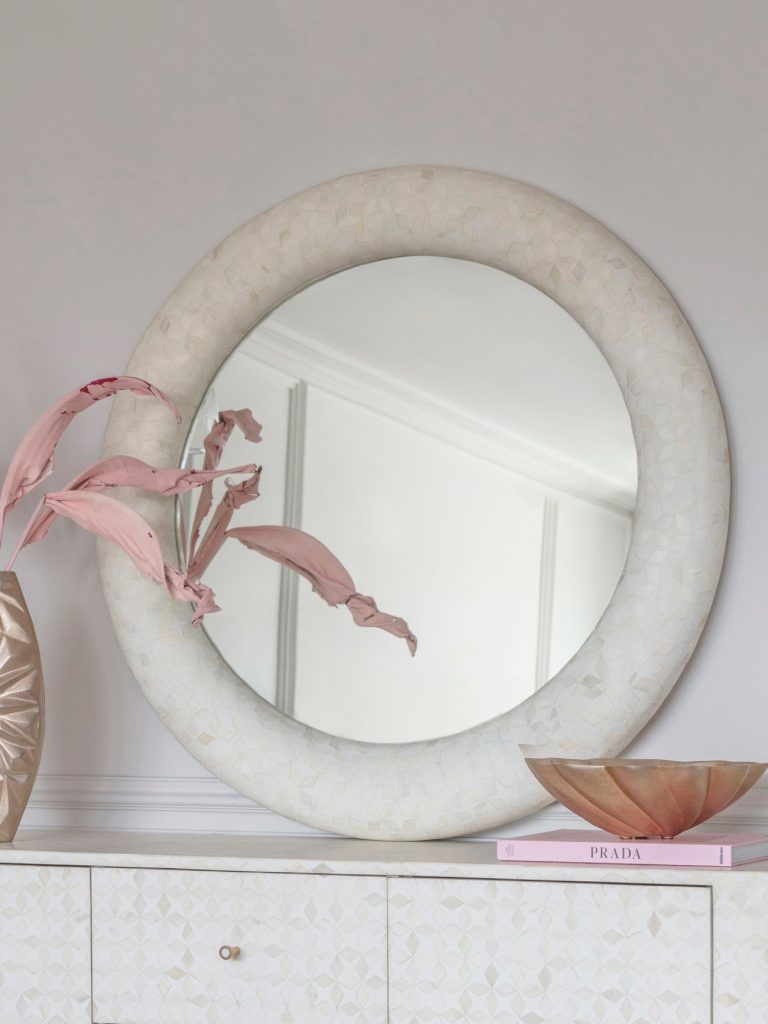 Aspen Bone Inlay Round Mirror