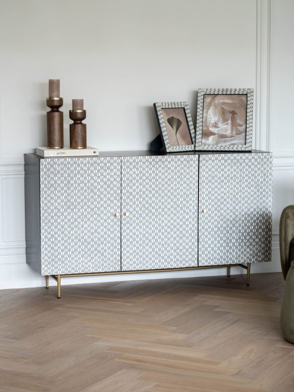 Burgess Bone Inlay 3 Door Buffet Sideboard | Bed Sava