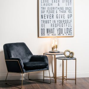 Set Of 2 Gold And Black Marble Tables | Bed Sava