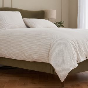 Cotton Collection Dyed Stripe Bed Linen Set  Natural King | Bed Sava