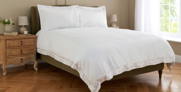 Cotton Collection Double Row Cord Bed Linen Set  White Single | Bed Sava