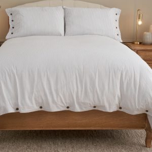 Cotton Collection Dyed Stripe Bed Linen Set  Grey King | Bed Sava