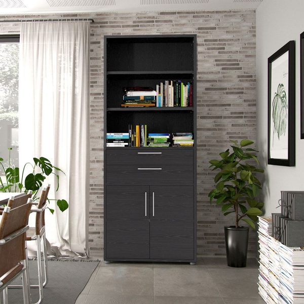 Prima Bookcase 3 Shelves with 2 Drawers 2 Doors | Bed Sava