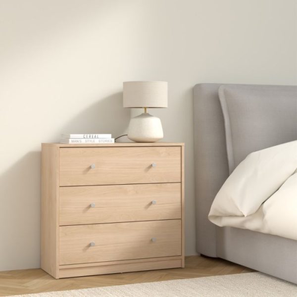May Chest of 3 Drawers in Jackson Hickory Oak | Bed Sava