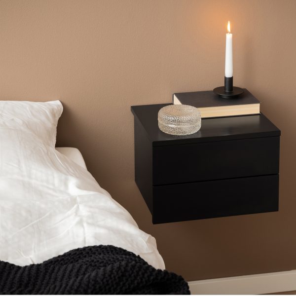 Avignon Bedside Table with 2 Drawers in Black | Bed Sava