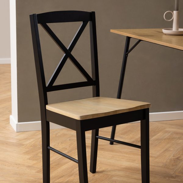 Elvira Dining Chair in Black and Oak Set of 2 | Bed Sava