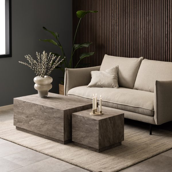 Dice Coffee Table Set in Grey Marble | Bed Sava
