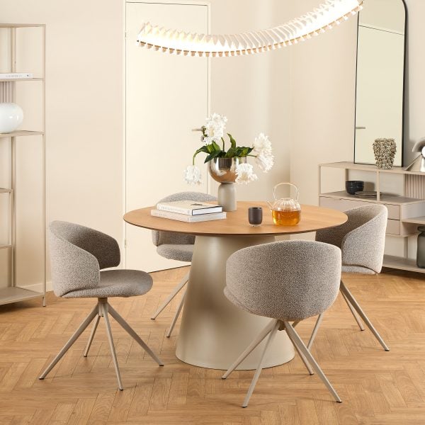 Ella Swivel Beige Dining Chair | Bed Sava