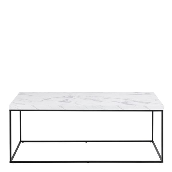 Barossa Coffee Table with White Marble Carrara Top  Black Steel Base | Bed Sava