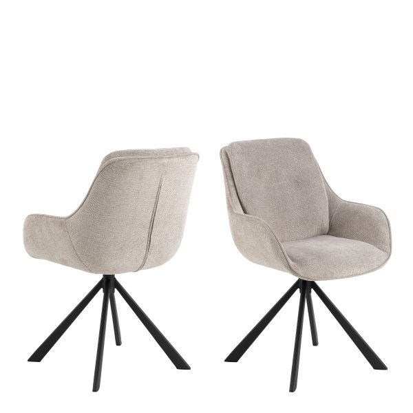 Carrie Swivel Dining Chair in Sand Set of 2 | Bed Sava