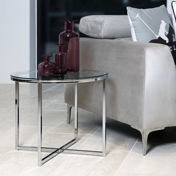 Cross Round Metal Side Table | Bed Sava