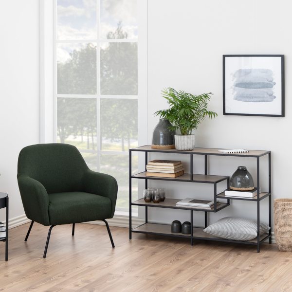 Seaford Wide Black Metal Bookcase with 4 Shelves | Bed Sava
