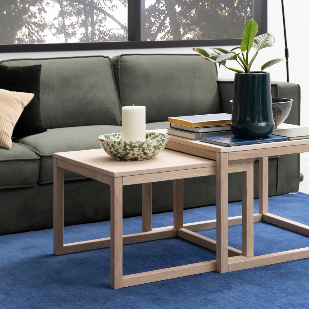 Cornus Coffee Table in White Oak Set of 3