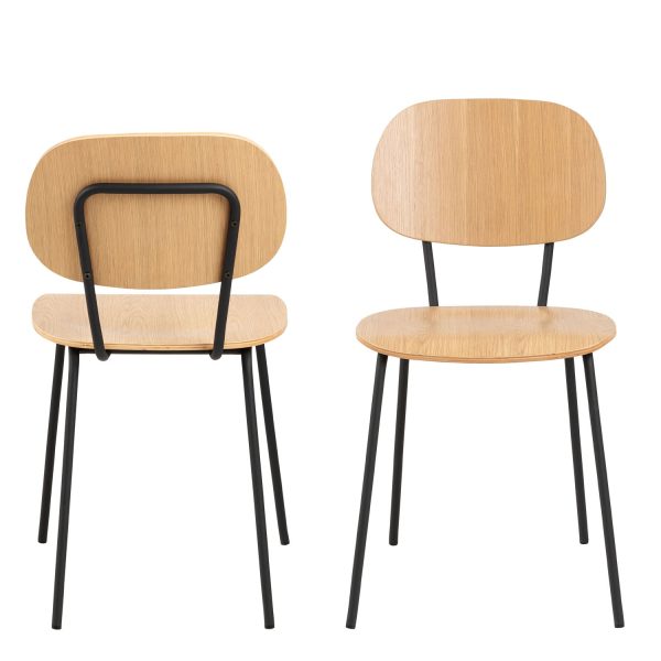 Amira Dining Chair in Oak Set of 2 | Bed Sava