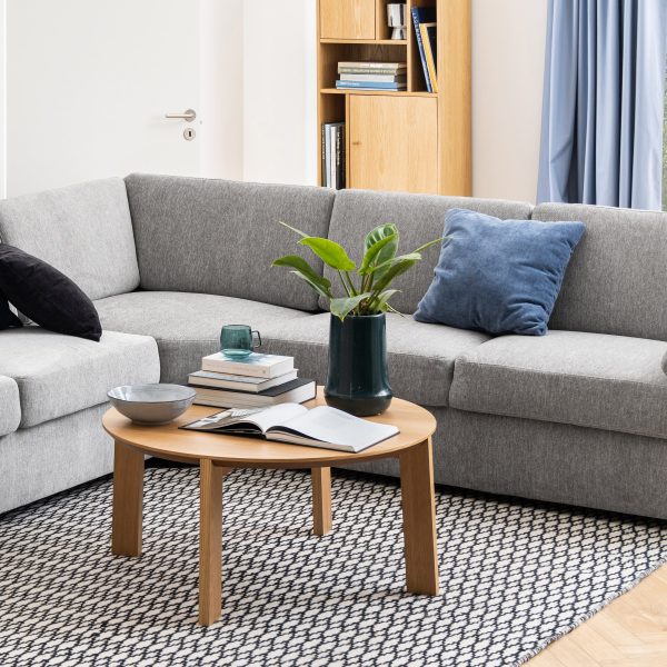 Maxime Round Coffee Table in Matt Oak | Bed Sava