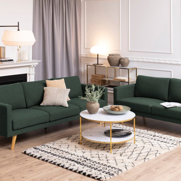 Alisma Round Coffee Table with White Crystal Clear Marble Glass Top  Gold Legs | Bed Sava