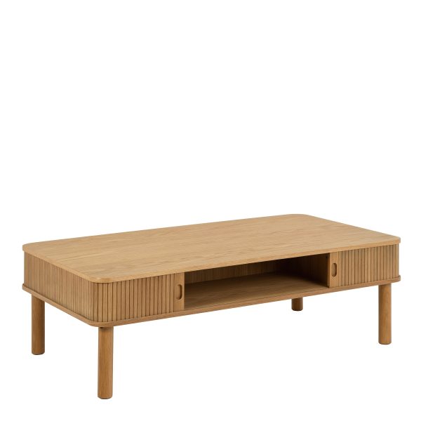 Langley Coffee Table Sliding Door in Oak | Bed Sava
