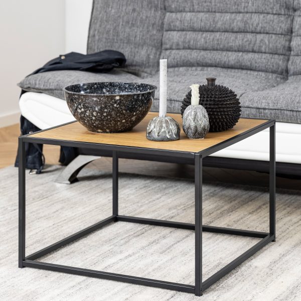 Seaford Black Metal Coffee Table Set with Glass Top | Bed Sava