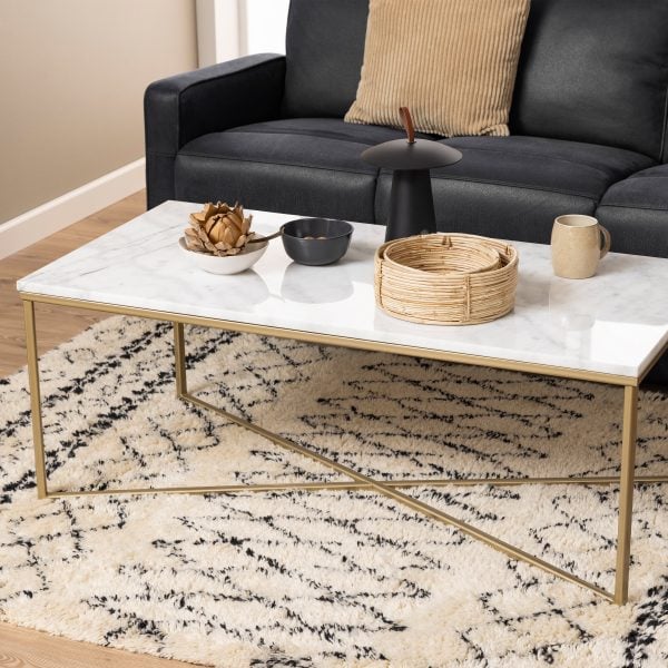 Alisma Coffee Table with White Marble Top | Bed Sava