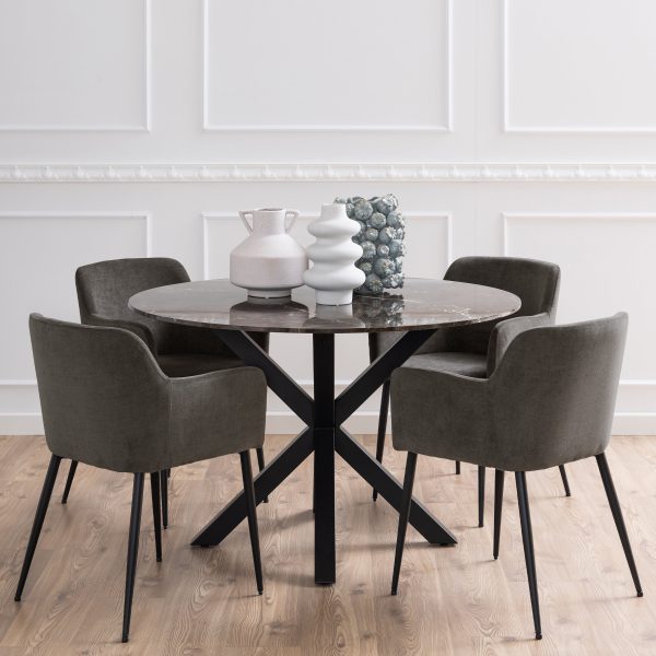 Heaven Dining Table with Brown Polished Marble Top | Bed Sava