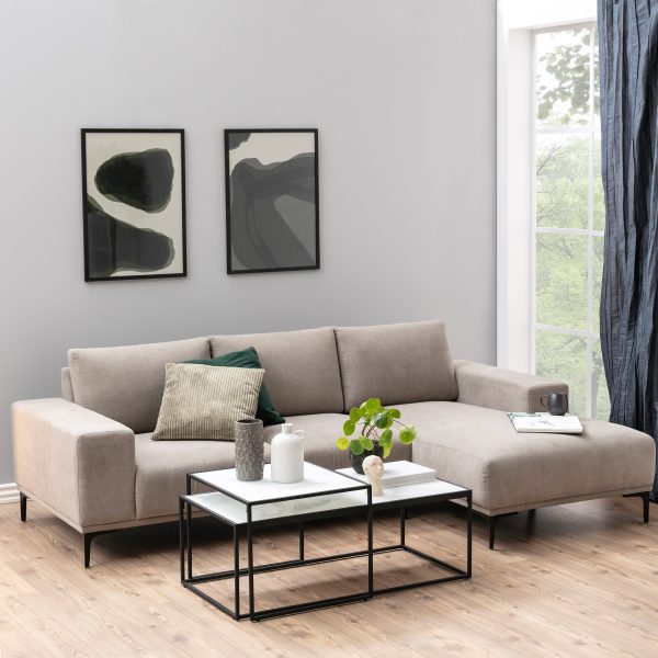 Bolton Coffee Table Set with White Crystal Clear Marble Torino Glass Top  Black Legs | Bed Sava