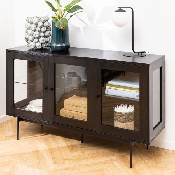 Angus 3 Door Sideboard in Black | Bed Sava