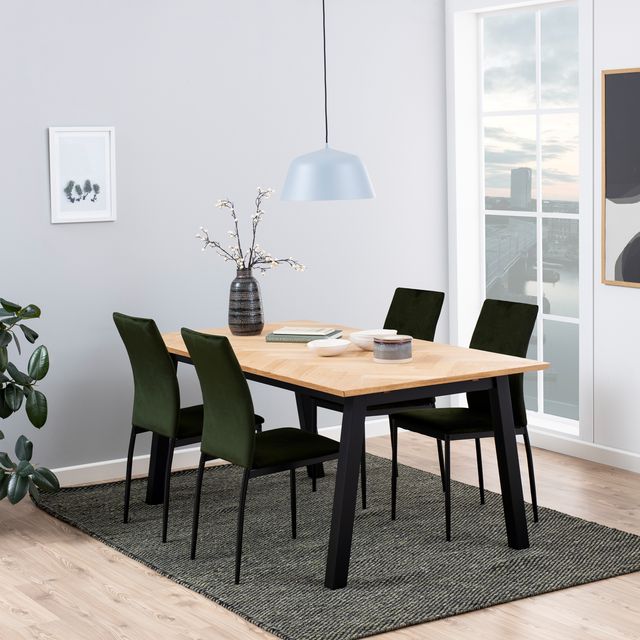 Brighton Dining Table in Oak with Herringbone Effect