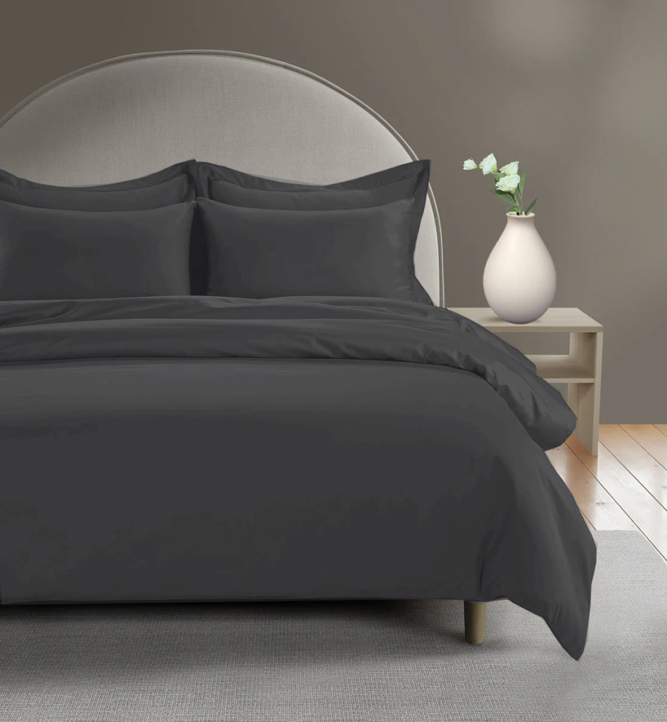 300 Thread Count Peaceful Empress Duvet Cover - Percale Graphite Grey, Super King / Graphite Grey
