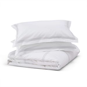 Cotton Collection Sateen Triple Row Cord Bed Linen Set  Silver Single | Bed Sava