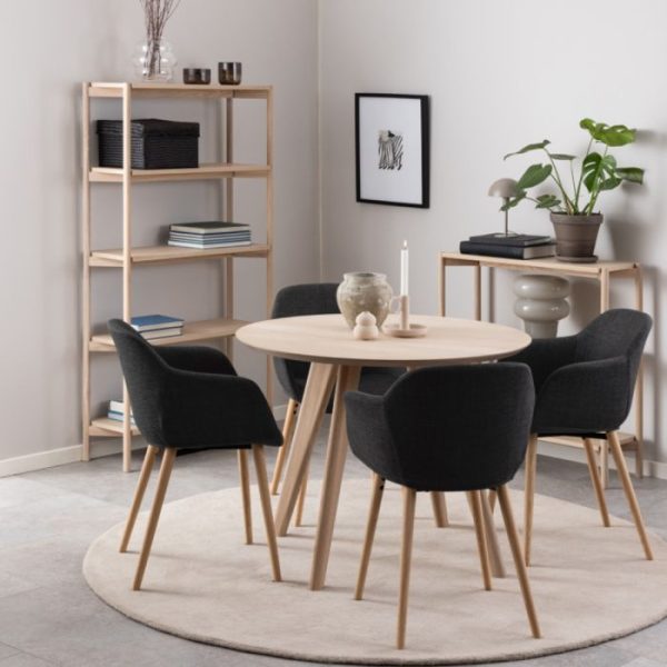 Townsville Round Dining Table in White and Oak | Bed Sava