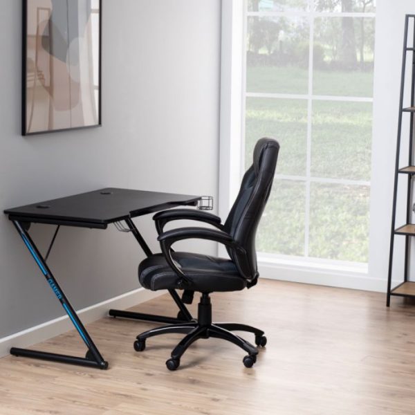 Trooper Gaming Desk in Black | Bed Sava